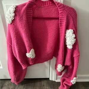 SHEIN Pink Cardigan with White Details